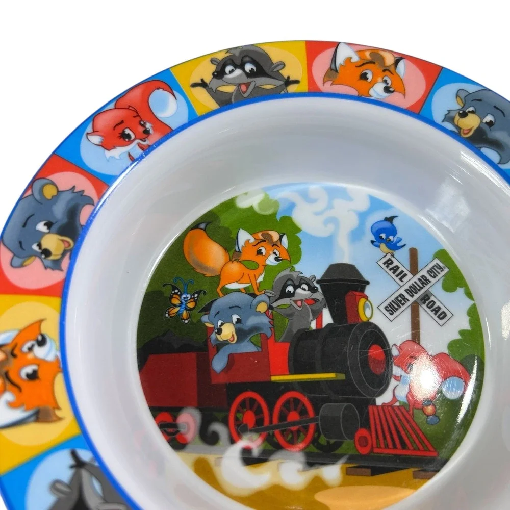 Silver Dollar City Vintage Childrens Bowl Animals Train Toddler Kids‎ Feeding